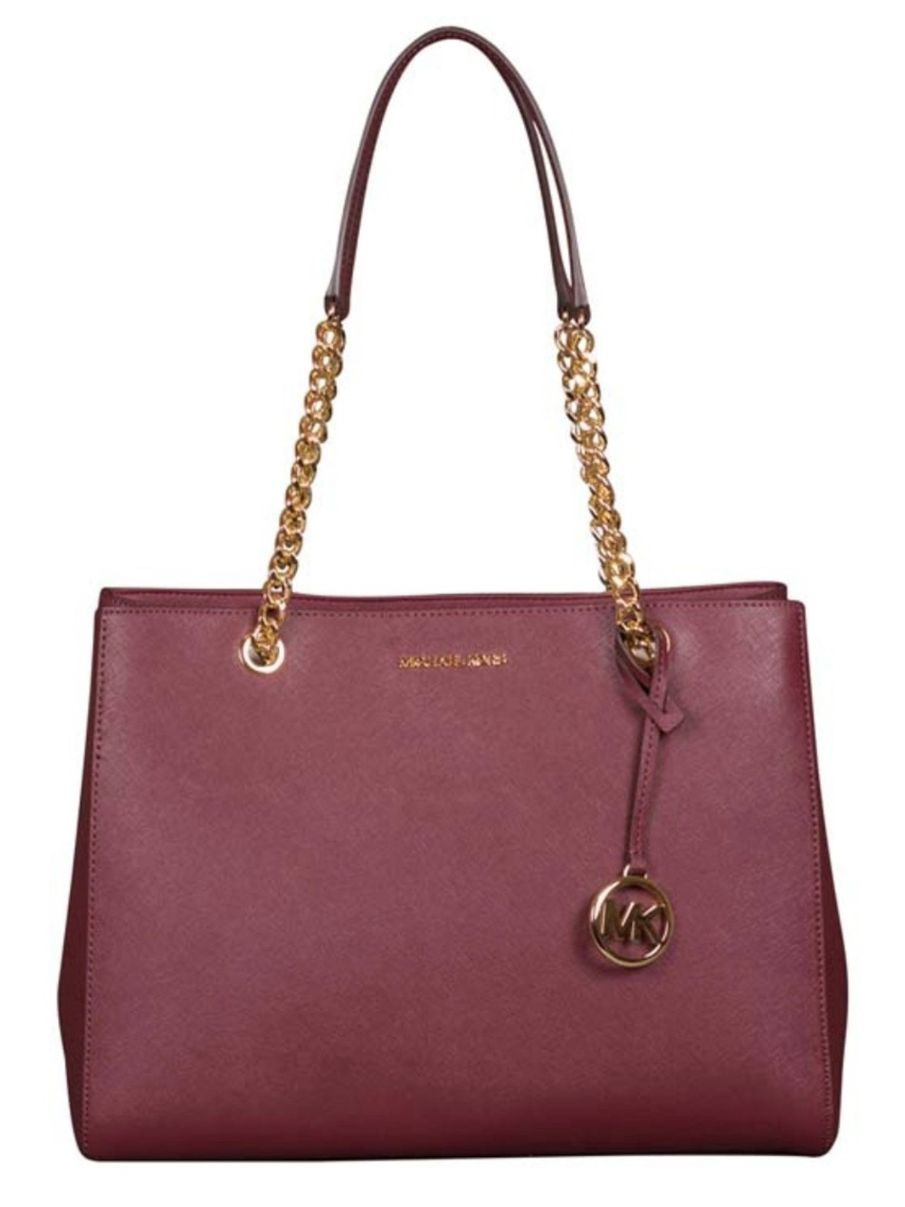 Michael Kors East West Susannah Leather Merlot Tote